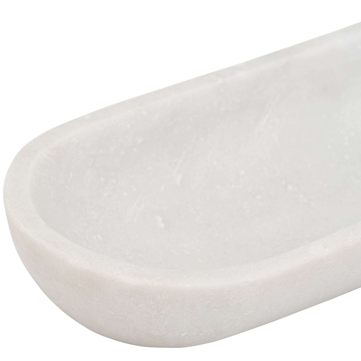 Marble, 18"l Oval Tray, White
