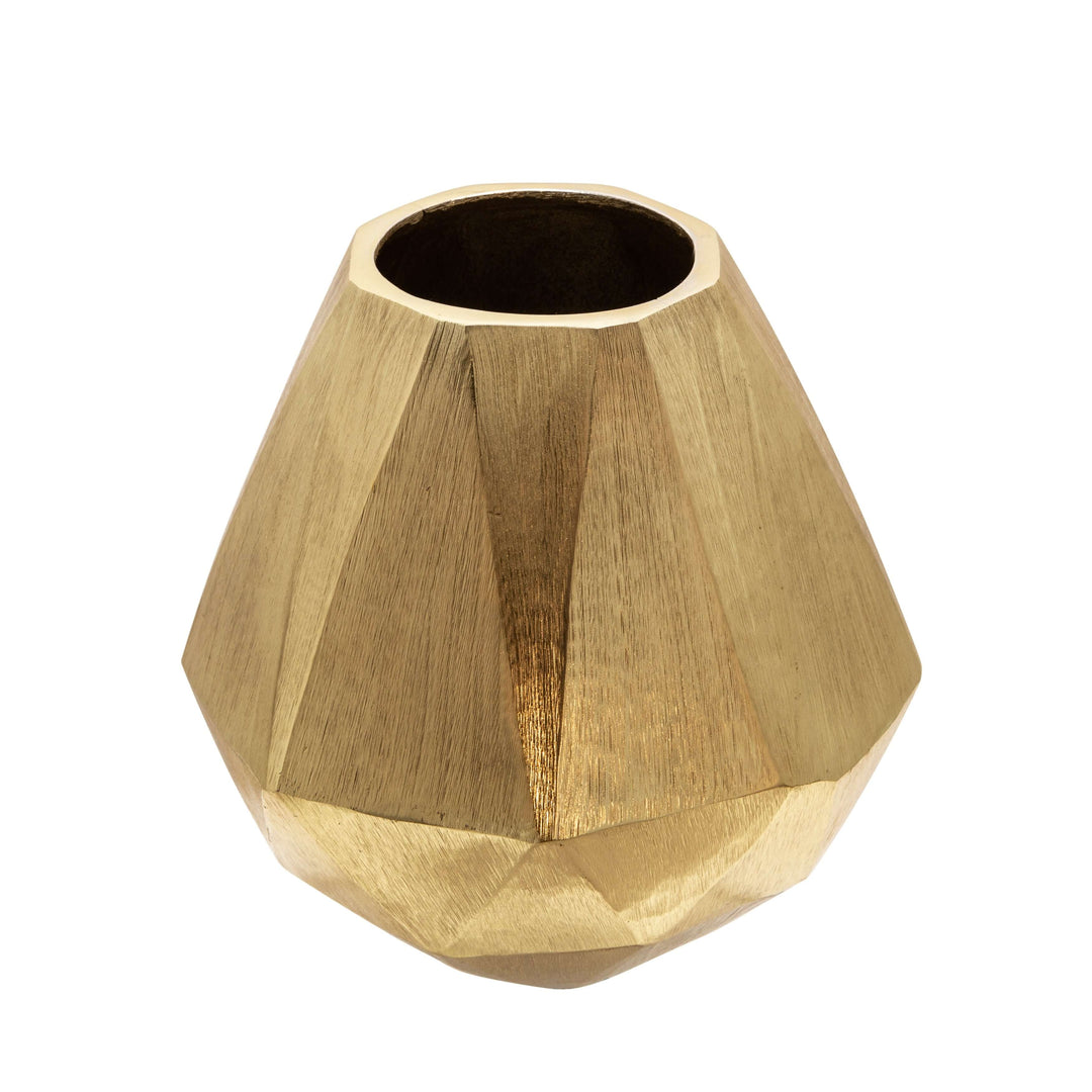 8" Geometric Deco Vase, Gold