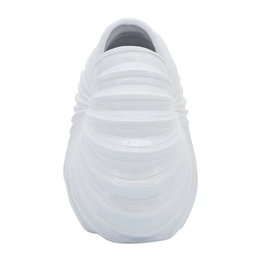 Cer, 12" Shell Vase, White