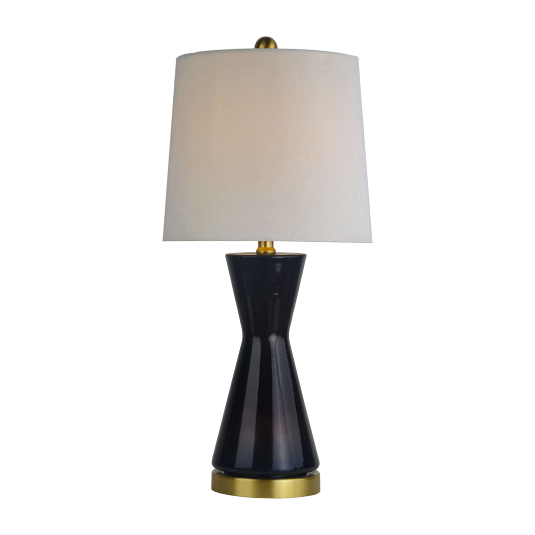 Glass, 24" Concave Table Lamp, Black
