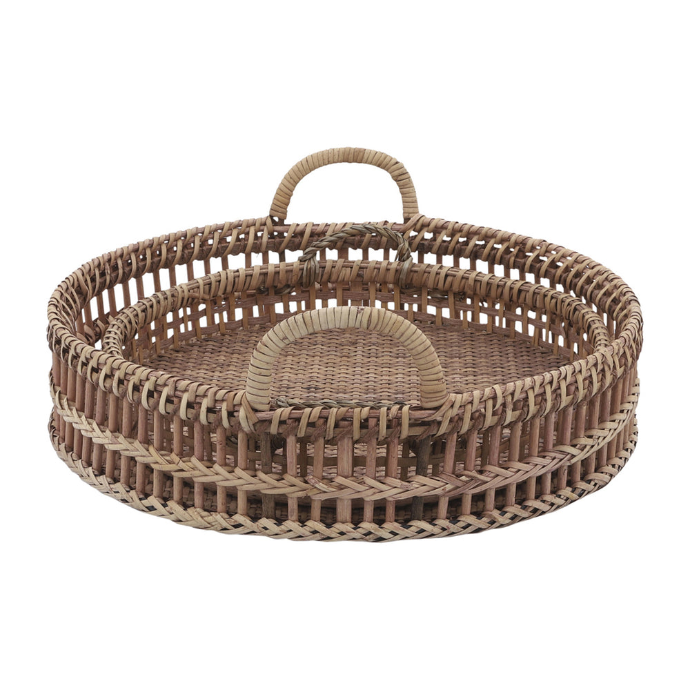 S/2 12/14" Rattan Trays, Natural