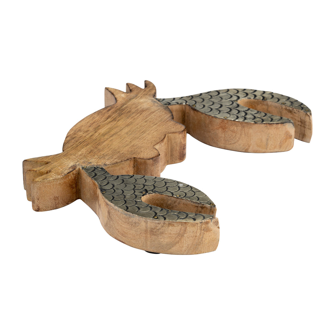 Wood, 8" Crab Deco, Brown