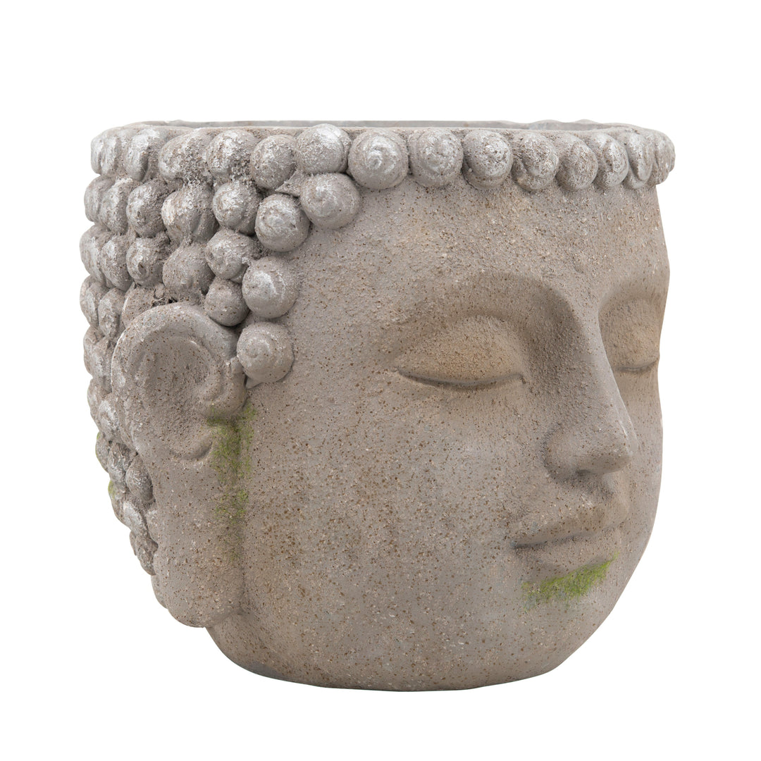 Resin, 11" Buddha Head Planter, Gray