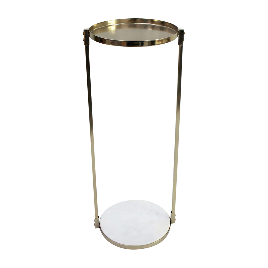 Metal, 22" Side Table Marble Bottom, Gold Kd