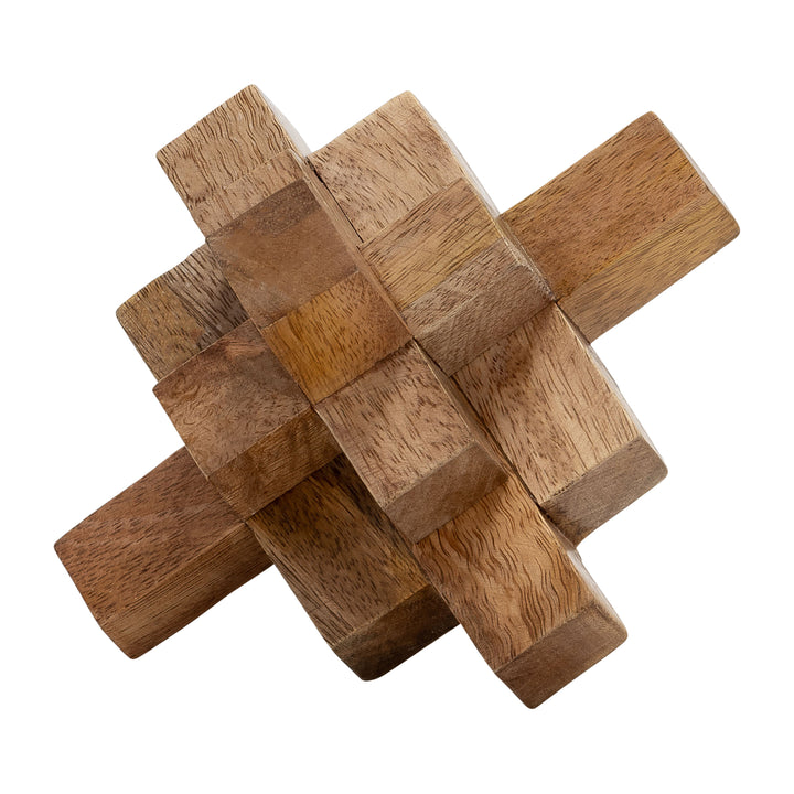 Wood, 6"  Geometric Orb, Natural