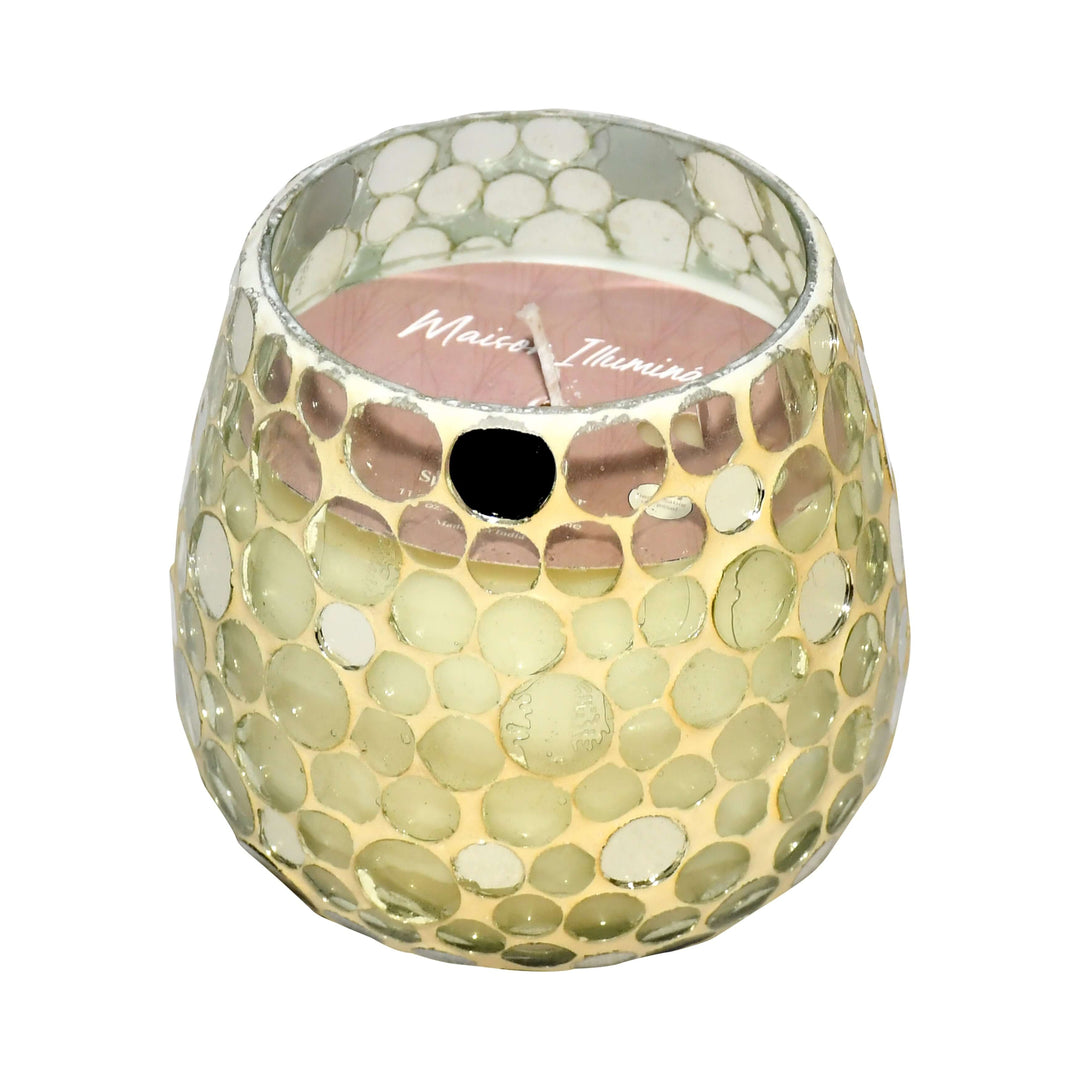 Glass, 4" 11 Oz Circle Mosaic Scented Candle, Cham