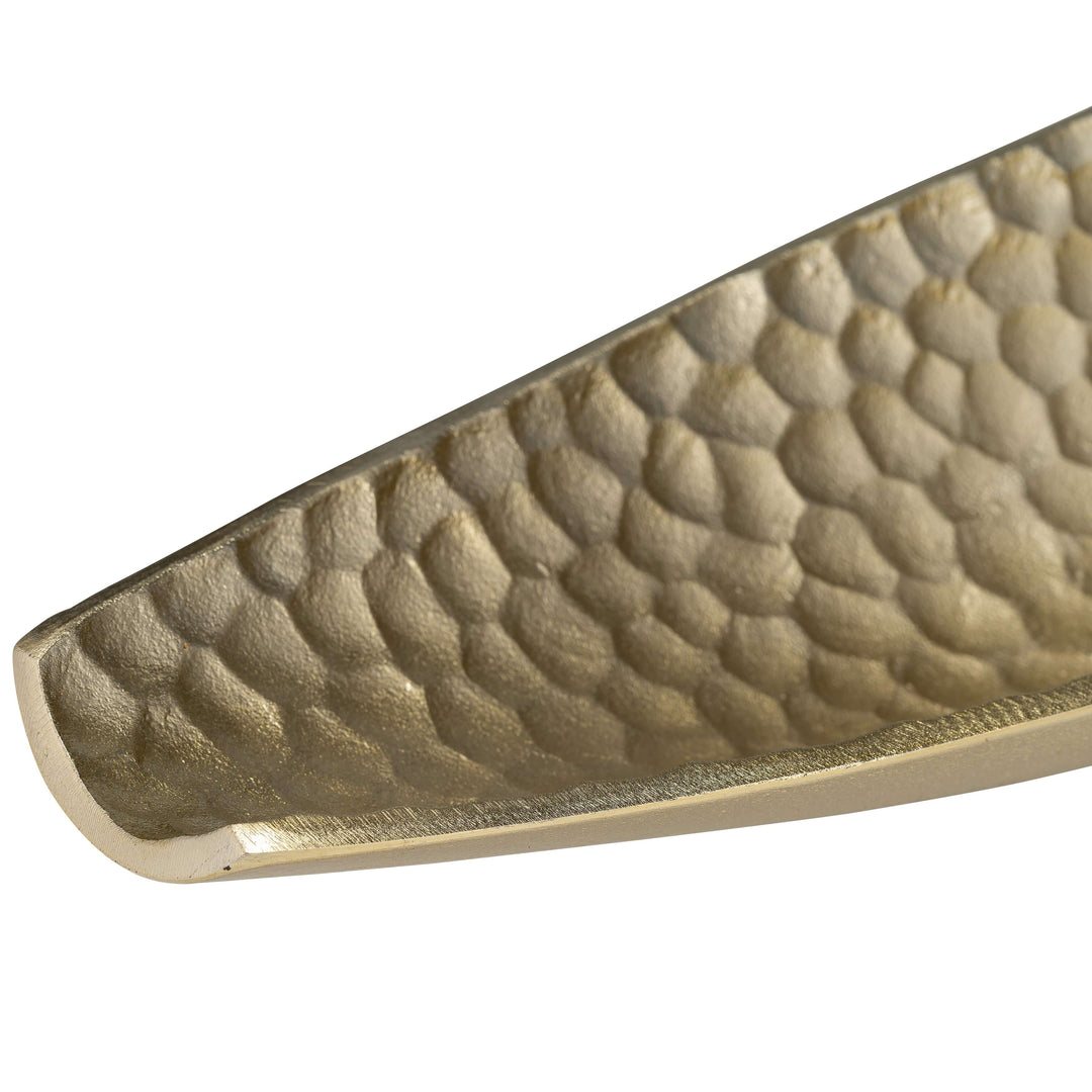 Metal, S/2 18/24",hammered Elongated Tray, Champag