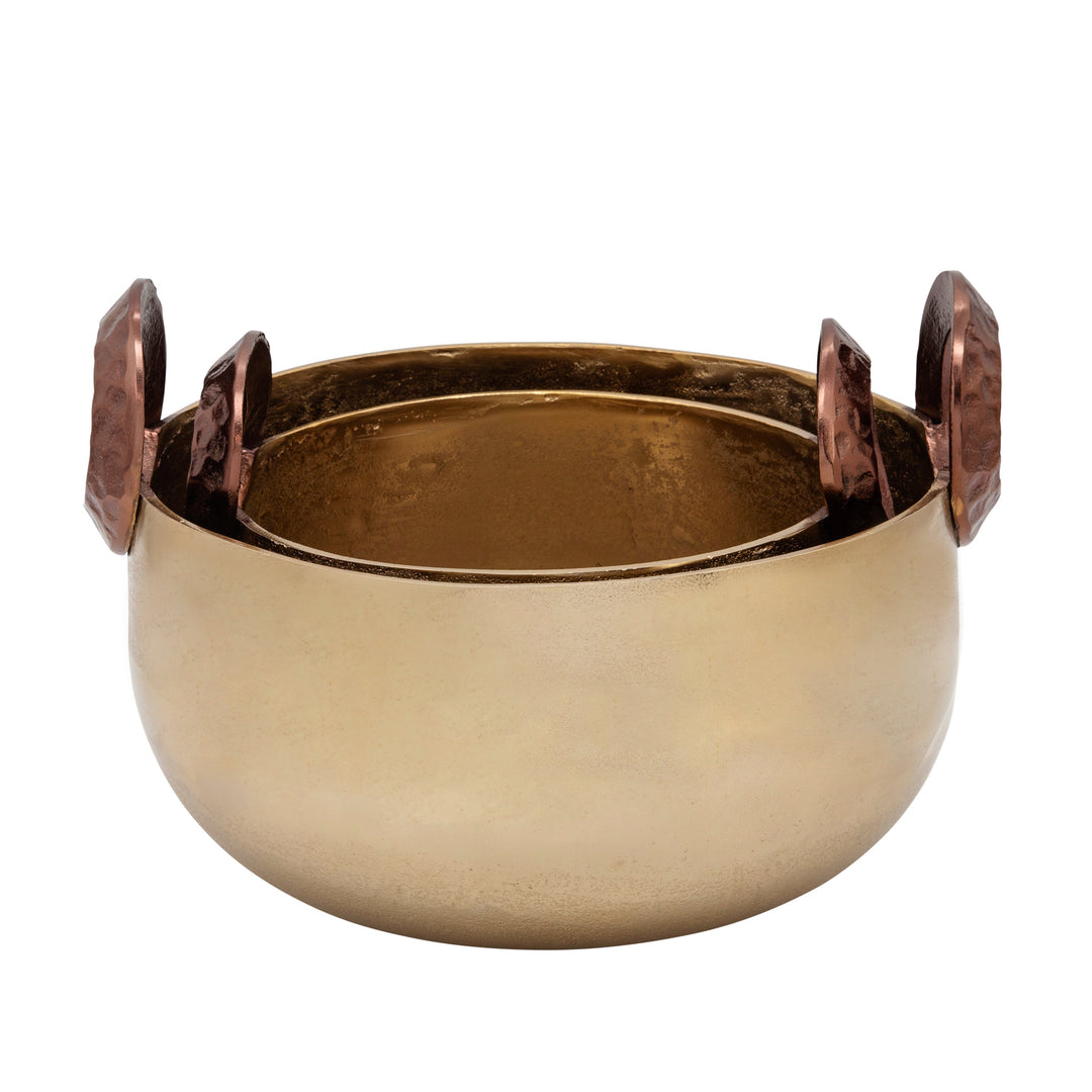 S/2 10/12" Bowl With Handles, Gold