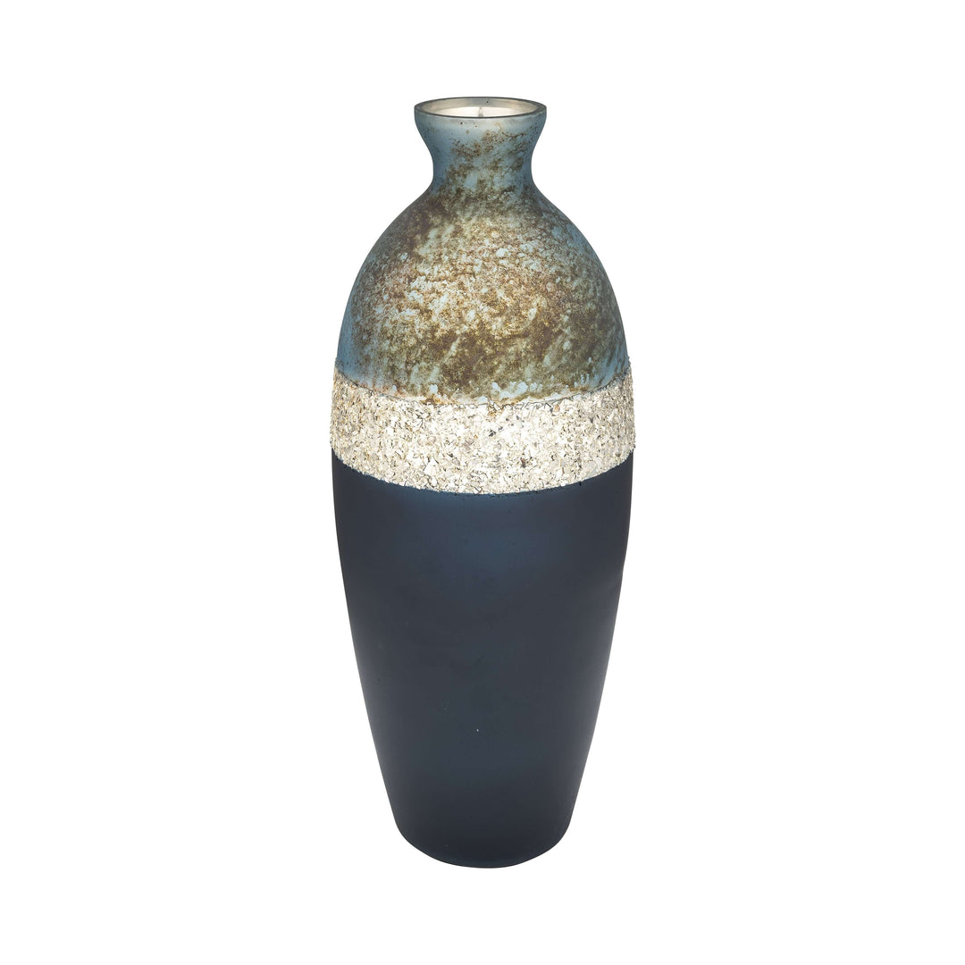 Glass, 16" Tri-colored Glittered Vase, Multi