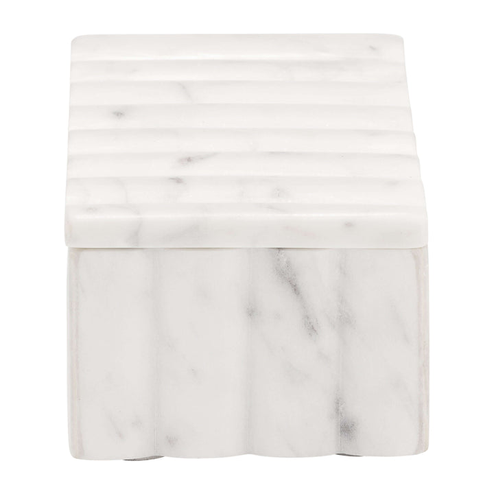 Marble, 7x3" Ridged Box, White