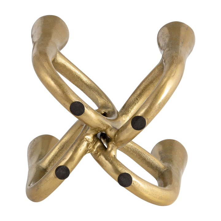 Metal, 7 French Horn 4-taper Candleholder, Gold