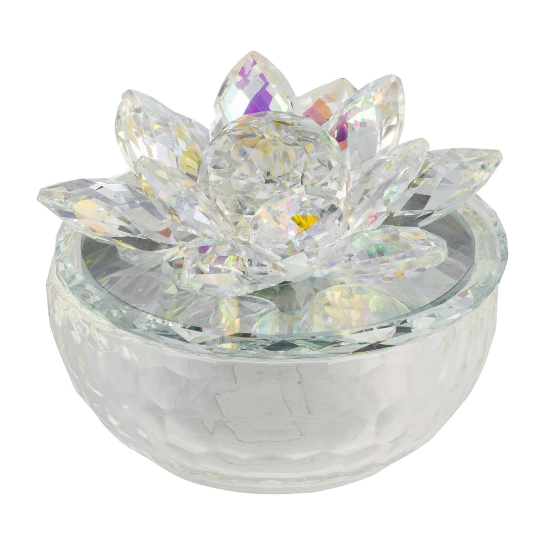 Crystal Lotus 5" Trinket Jar,rainbow