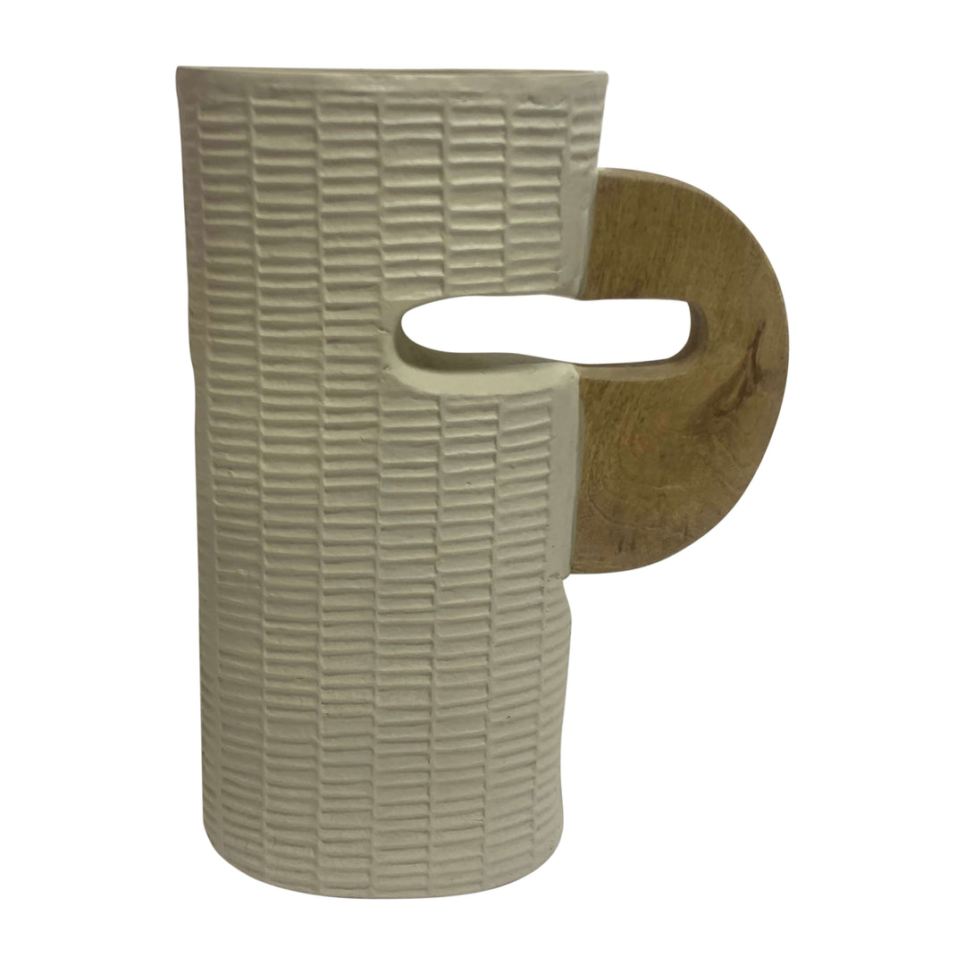 Ecomix, 17" Vase With Handle, Ivory