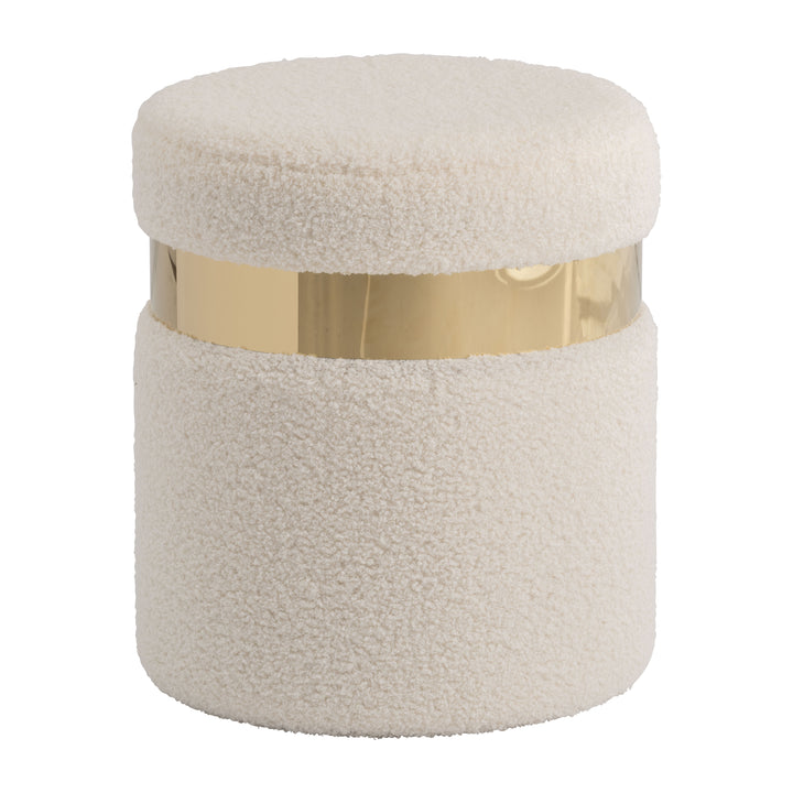 S/2 16"/17" Belted Boucle Storage Ottoman, Ivory