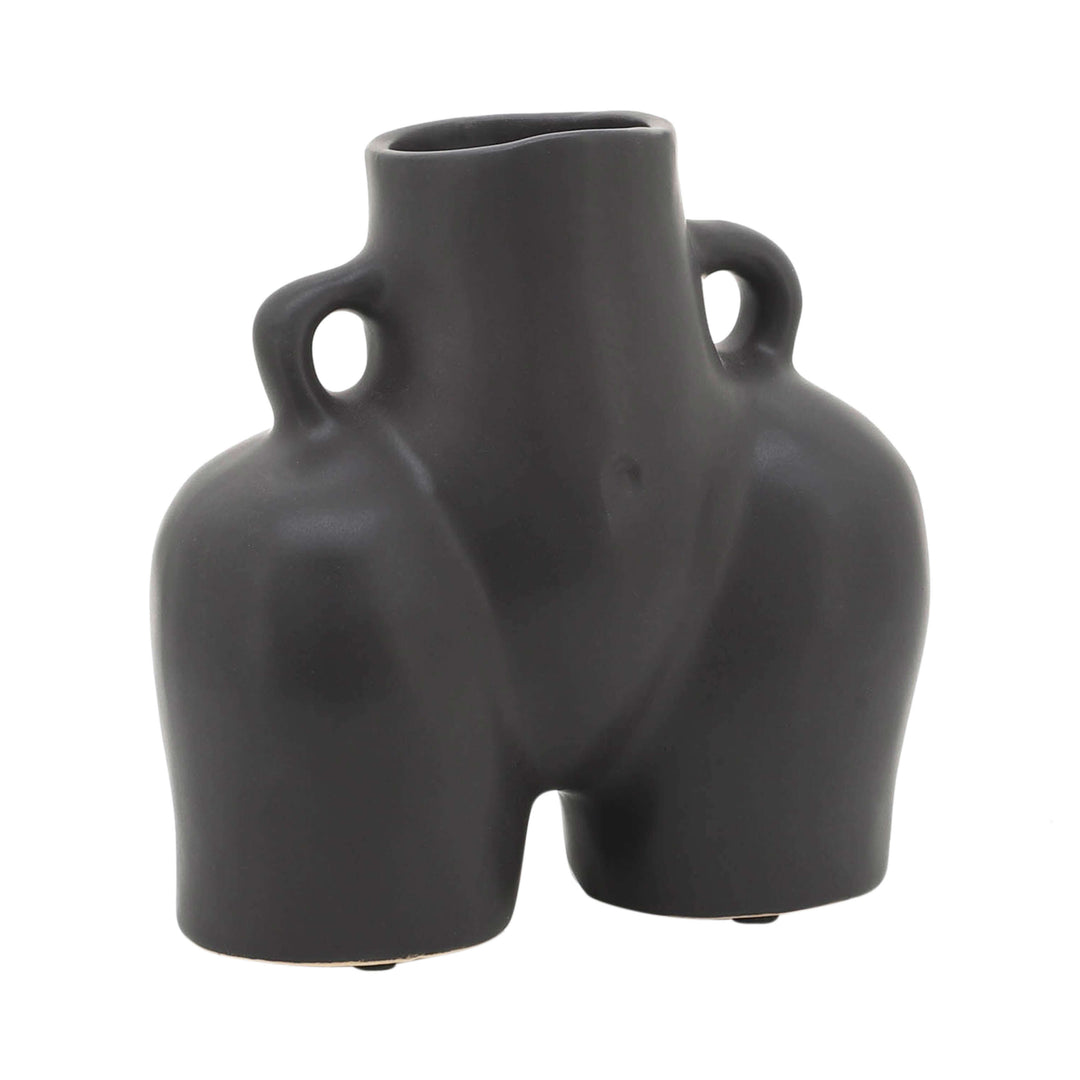 Cer, 6" Half Body Vase, Black