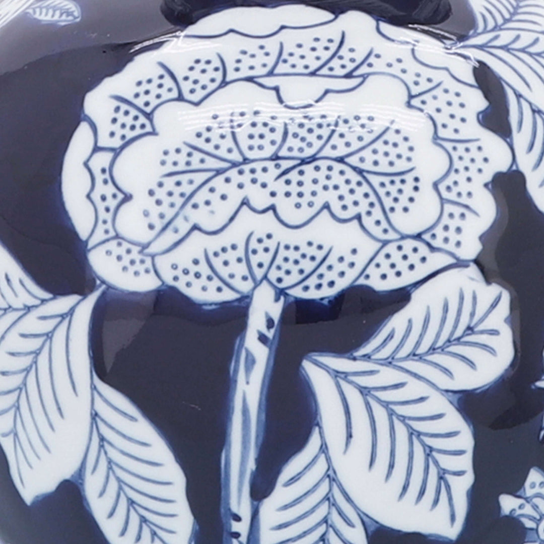 Cer, 9"h Flower Vase, Blue/white