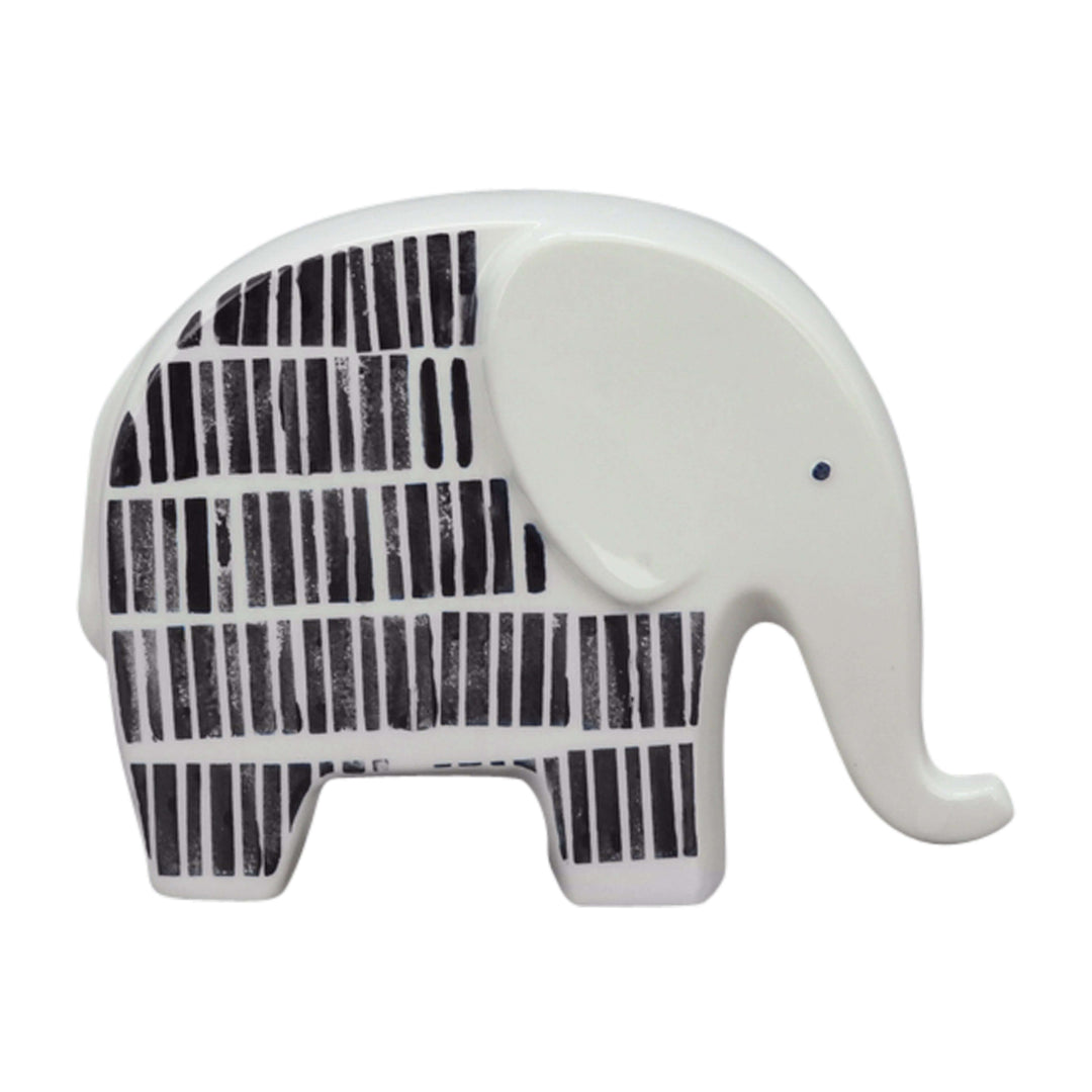 Cer, 7"l Elephant Trunk Down, Black/white