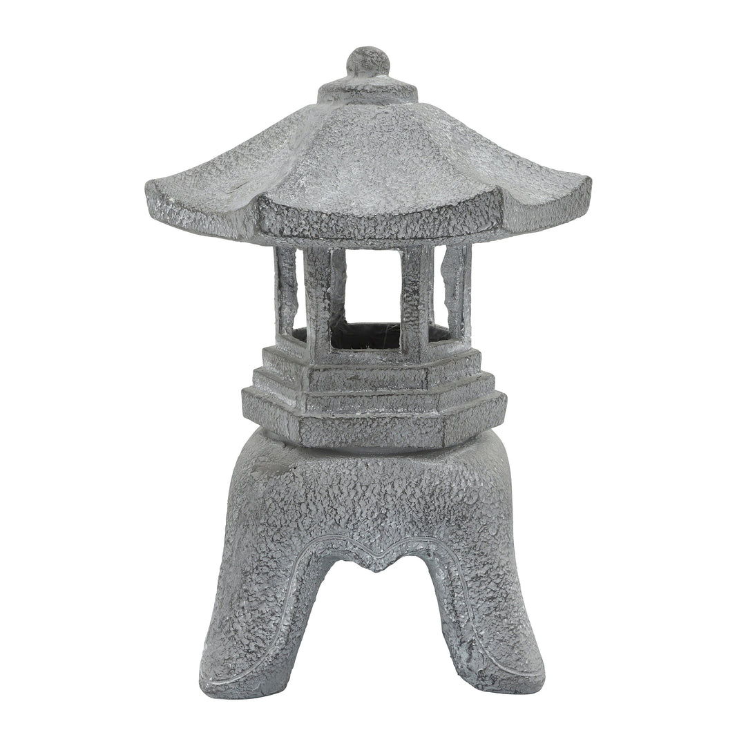 Resin, 16"h Temple Lighthouse, Gray