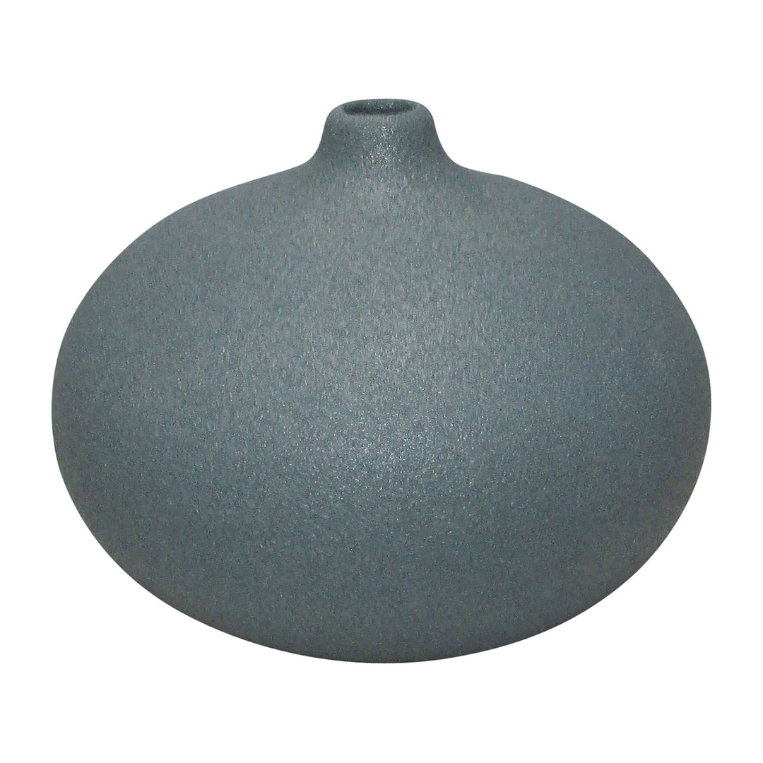 Cer, 5" Round Volcanic Vase, Denim Navy Blue