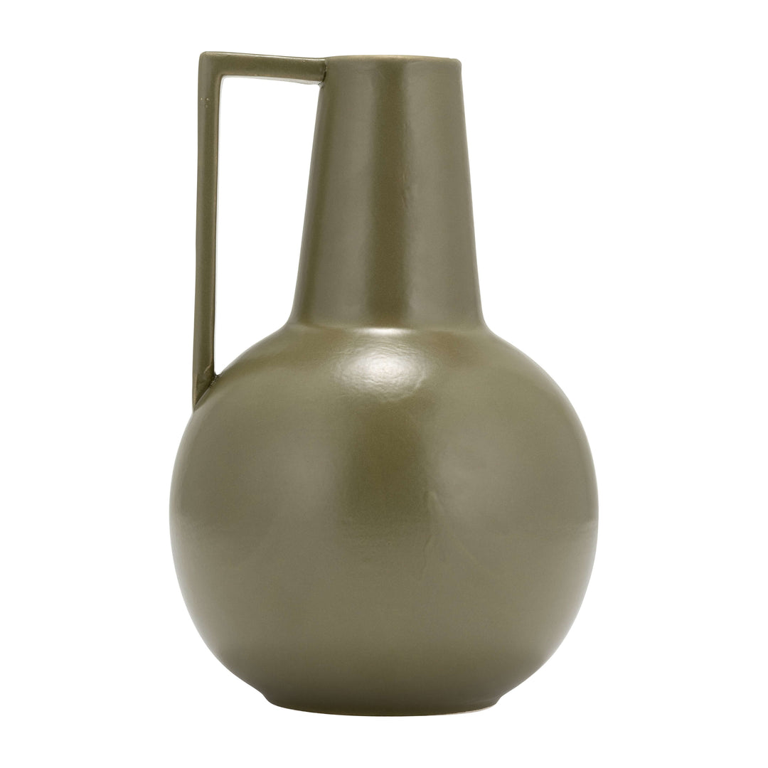 Cer,9",vase,olive