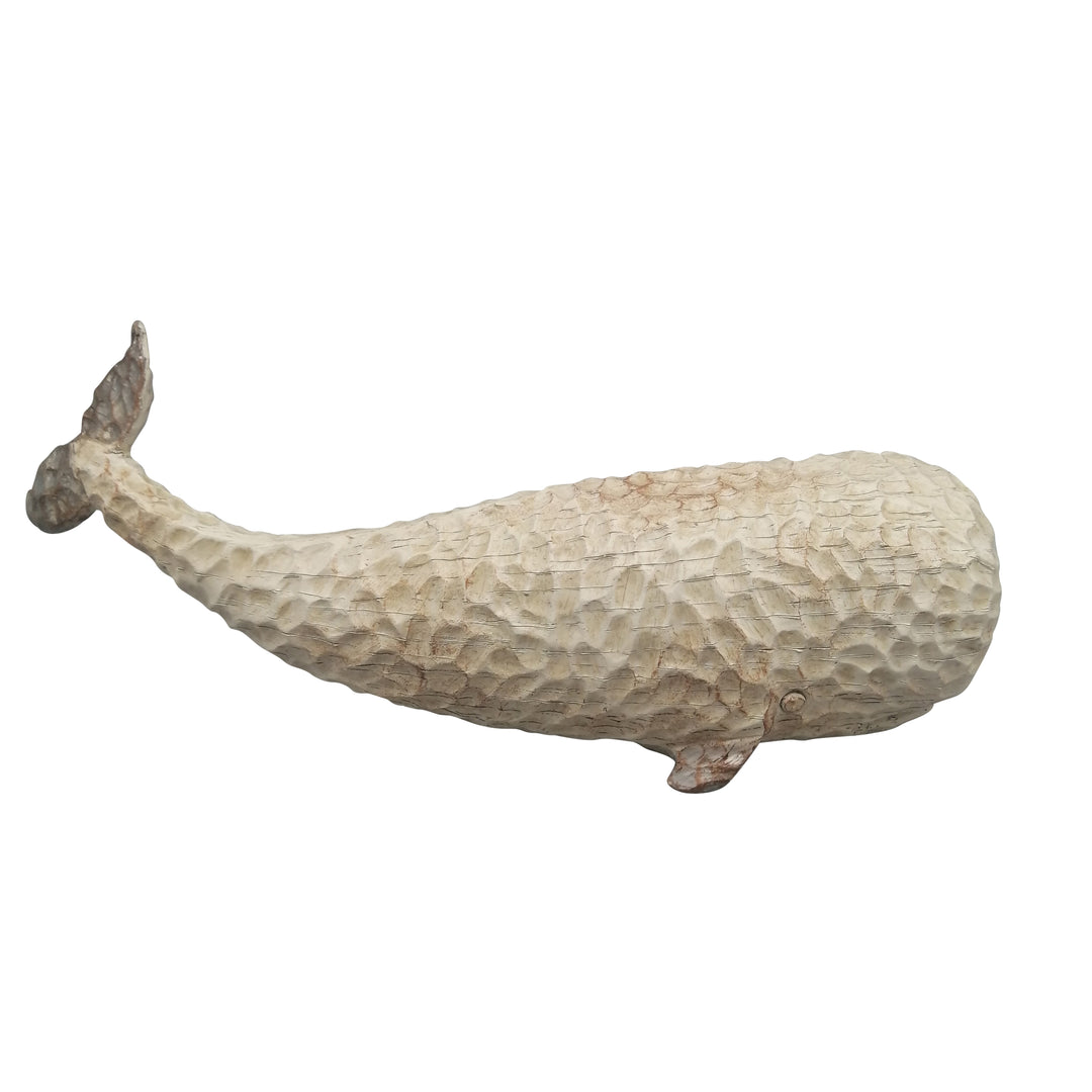Resin, 11" Whale Decor, Ivory