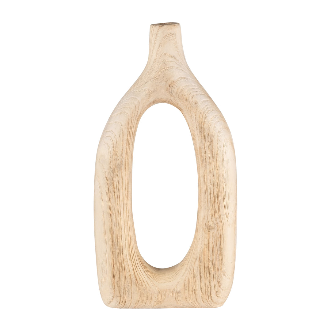 Wood, 14"h Cut-out Vase, Natural