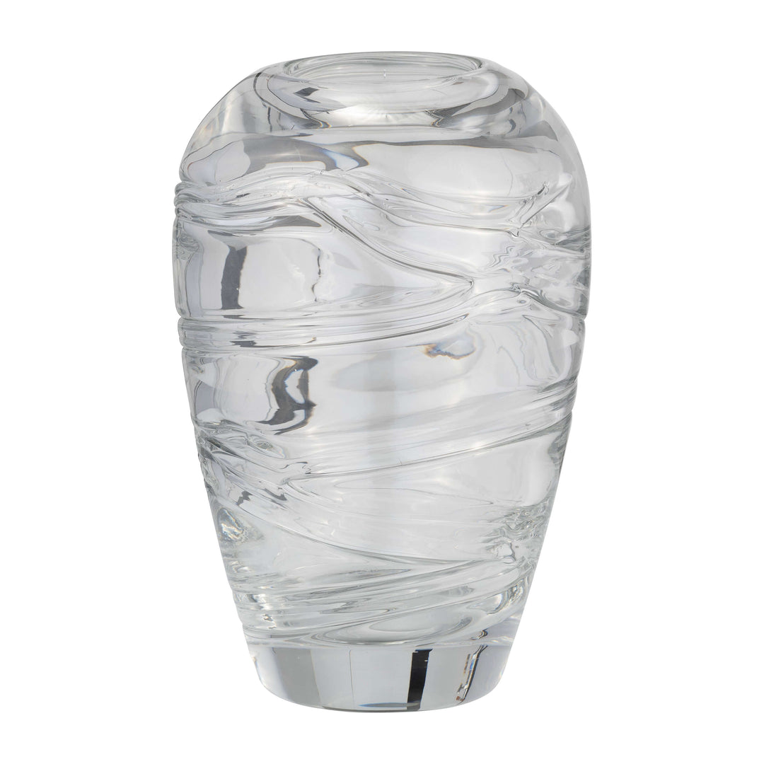 Glass, 9"h Veined Vase, Clear