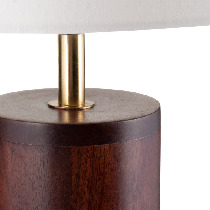 Wood, 32"h Classic Table Lamp, Brown/off White