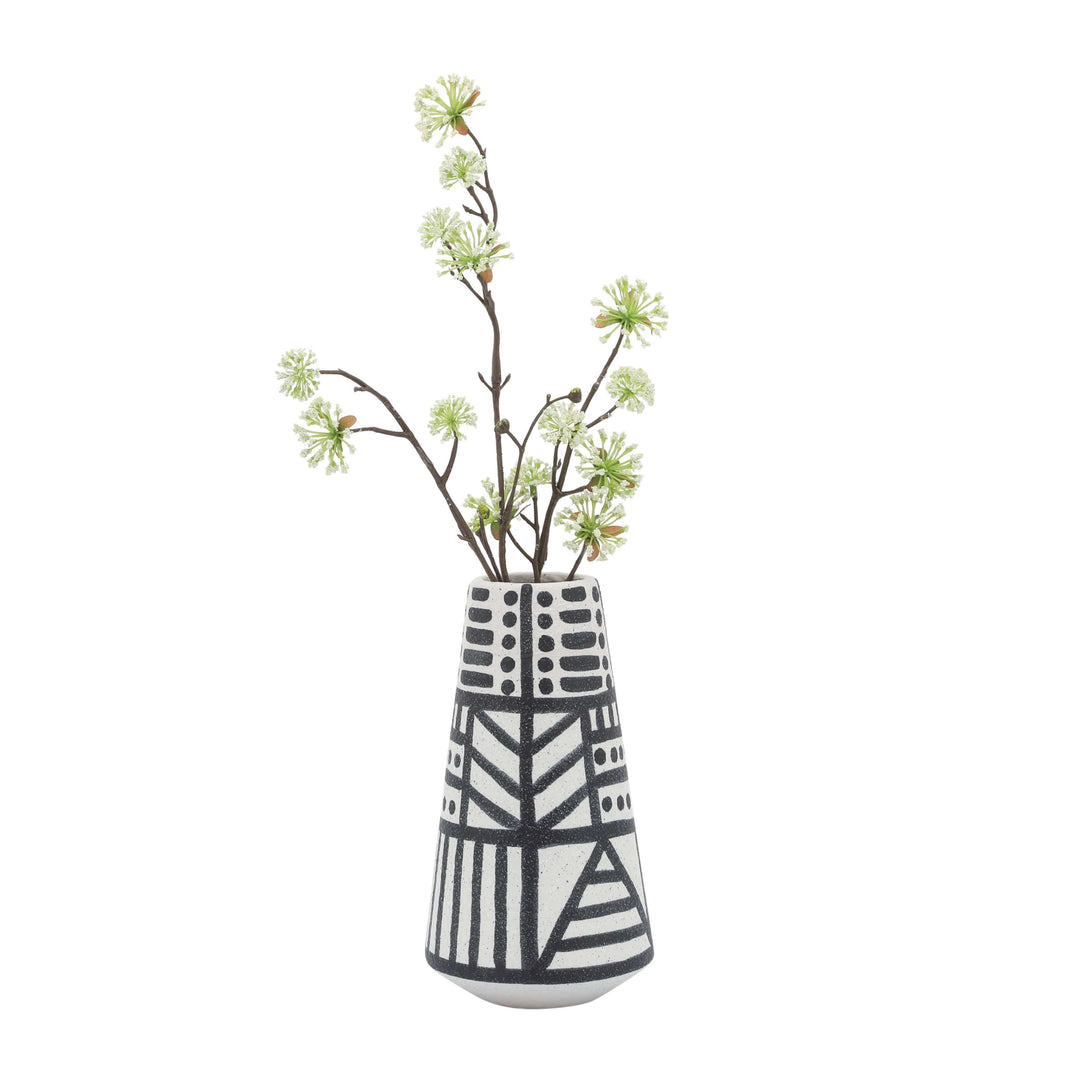 Cer, 8" Eclectic Vase, Black/white