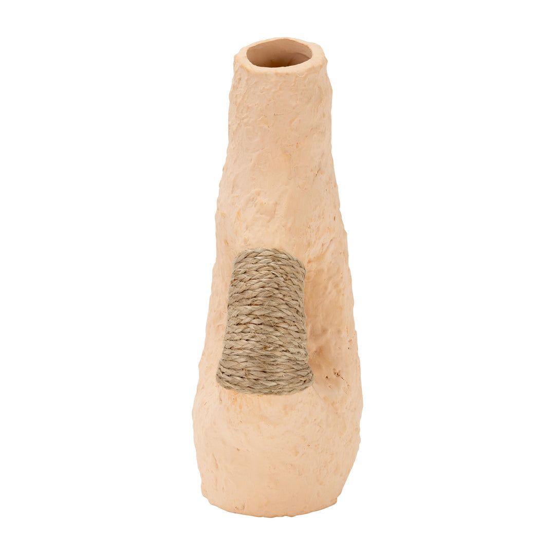 Terracotta 11"h, Single Handle W/twine Vase
