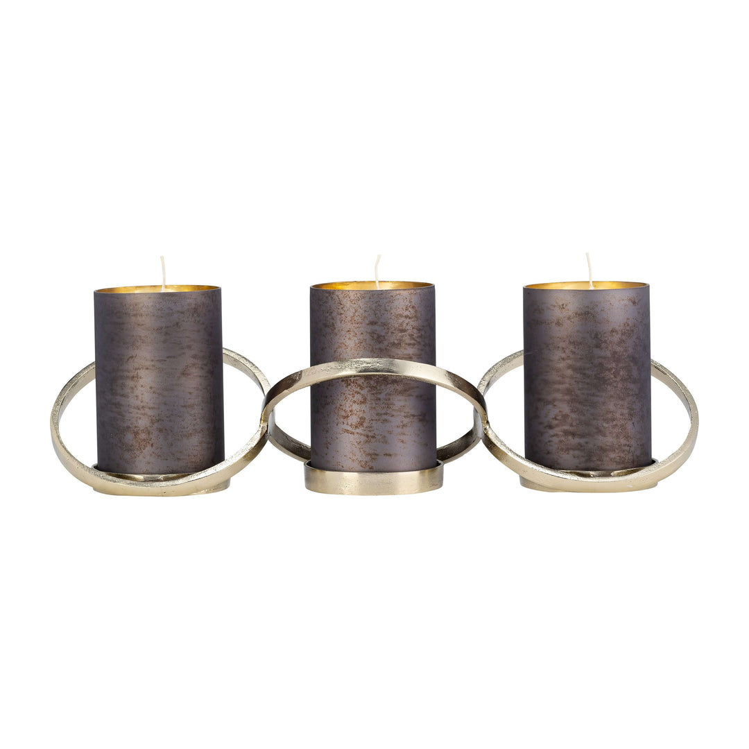Metal,6",abstract Ring Candle Holder,gold
