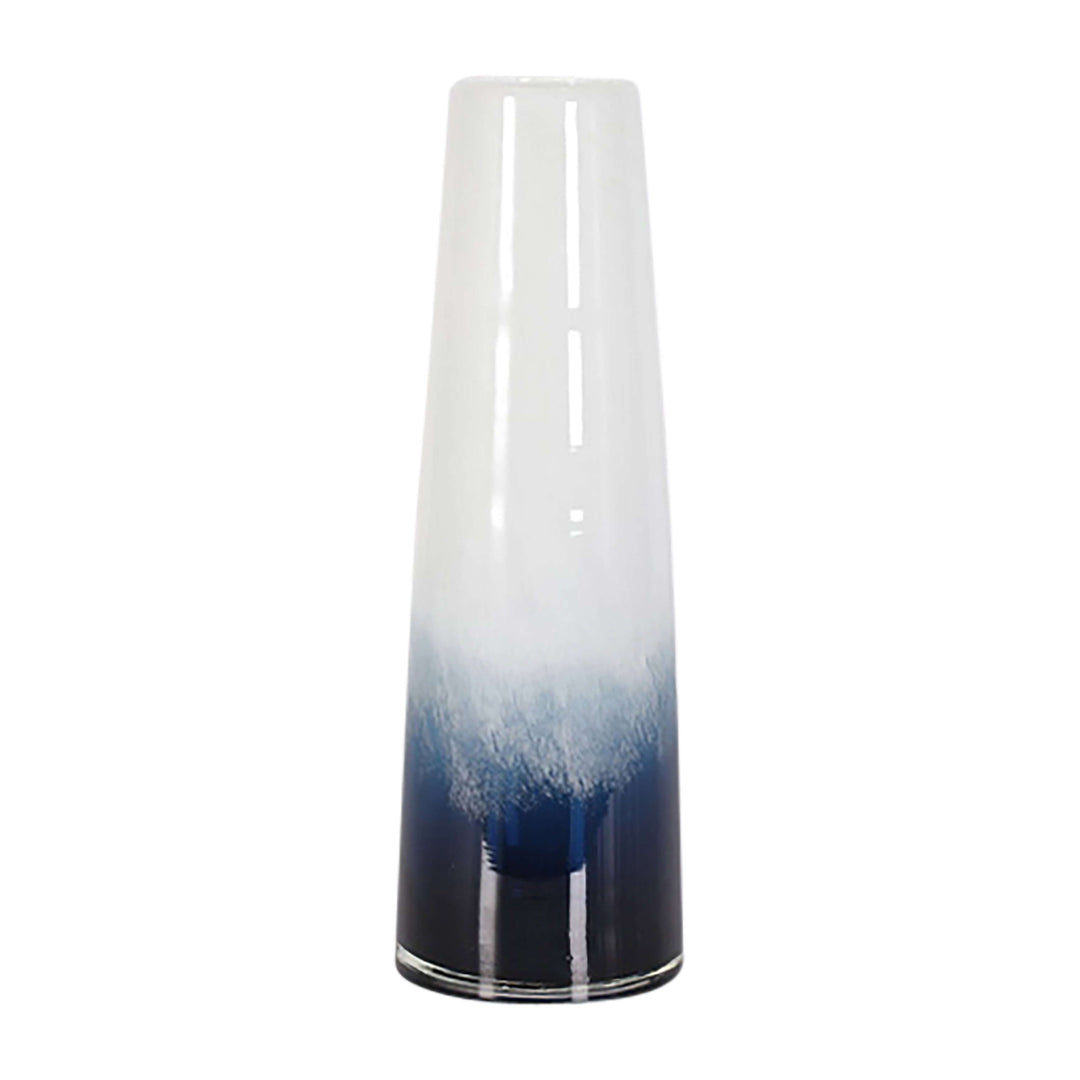 Glass, 15" Blue Waters Vase, Blue/white