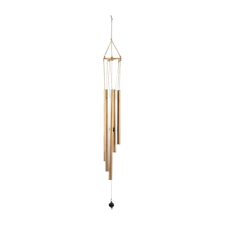 Metal, 34" 5-pipes Windchime, Antique Gold