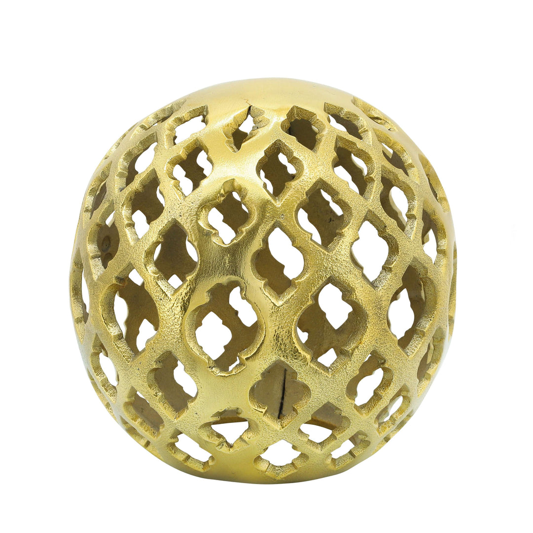Metal, 6" Cut-out Orb, Gold