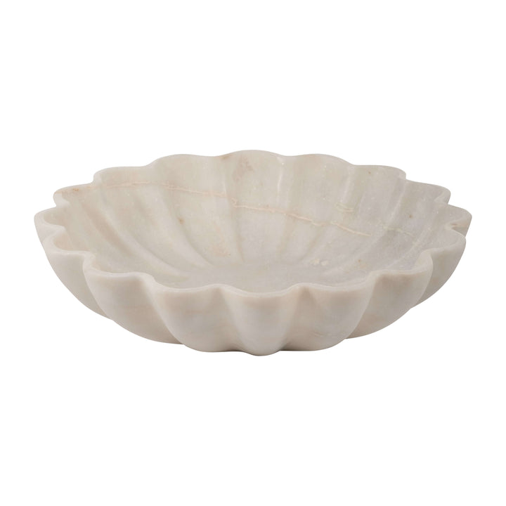 Marble, 12"d Shell Shaped Bowl, White