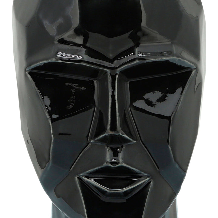 Ceramic, 12" Face Vase, Black