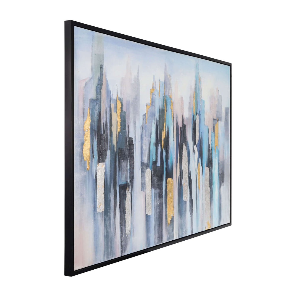 62x42 Framed Hand Painted Abstract Canvas, Multi