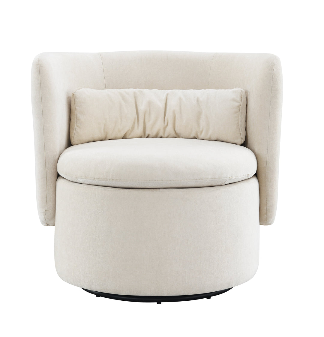 Round-back Swivel Chair, Ivory/beige