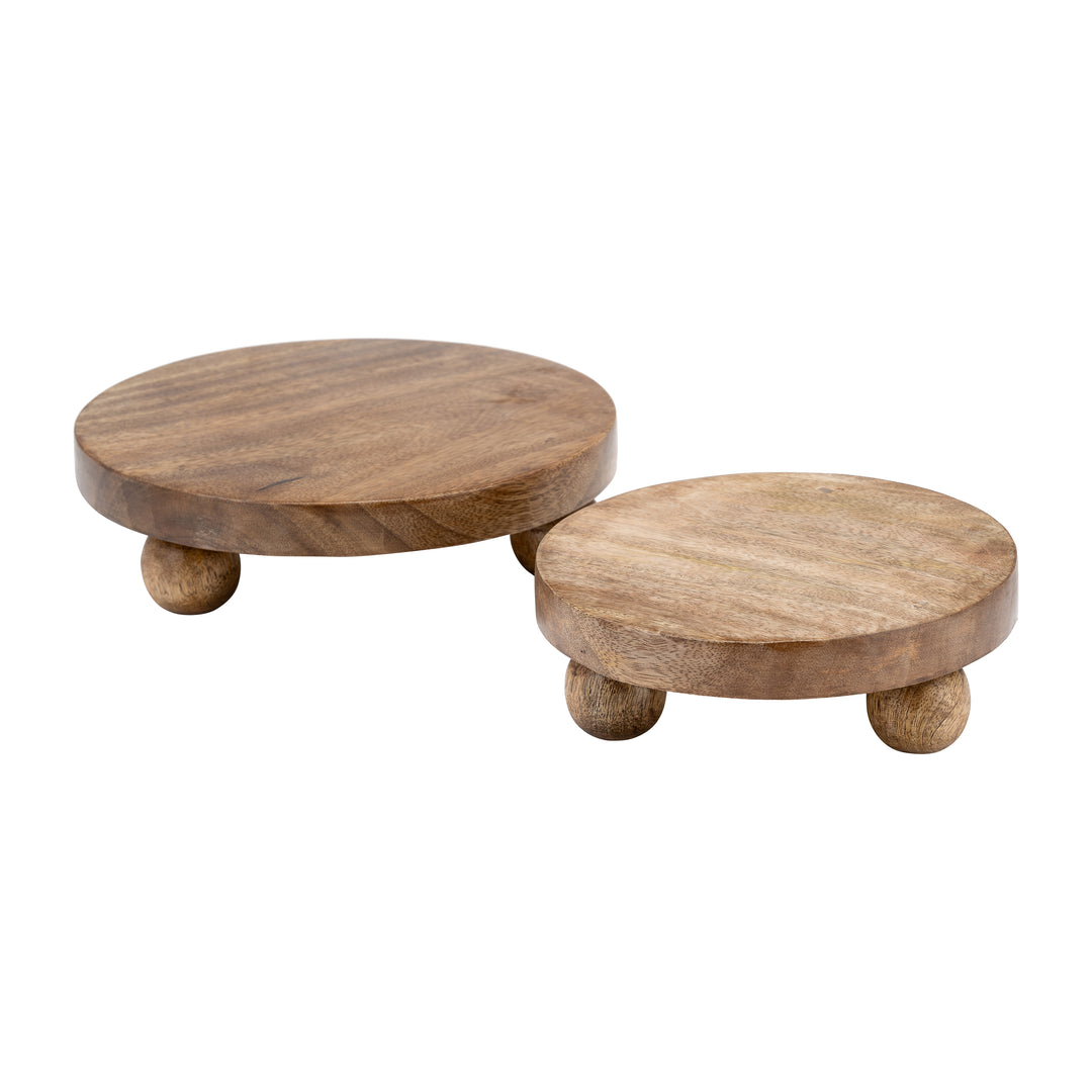 Wood, S/2 8/10"d  Round Risers, Natural