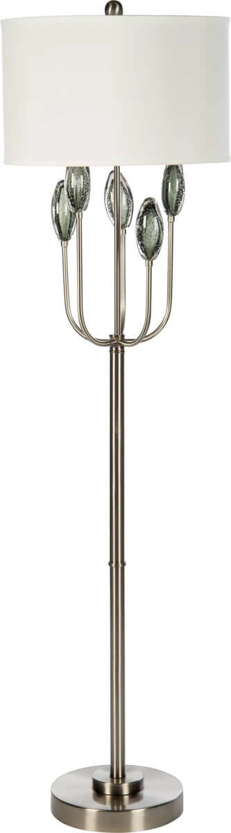 Brushed Silver Amber Floor Lamp