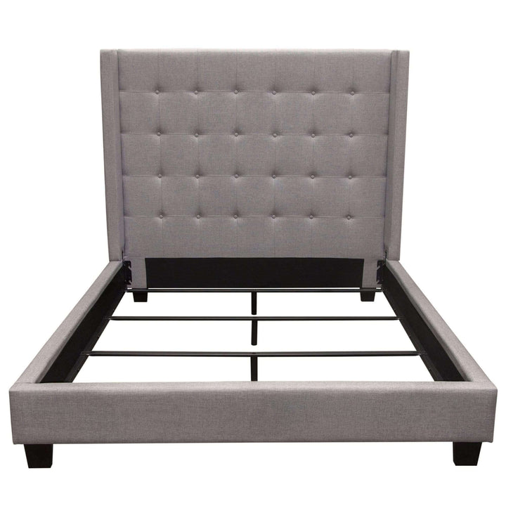 Madison Ave Tufted Wing Bed Queen / Light Grey