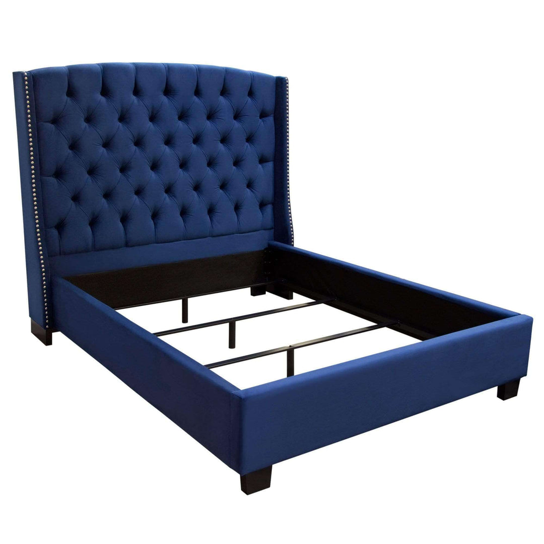 Diamond Sofa Majestic Tufted Velvet Bed In Royal Blue