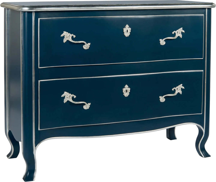 Marine Two Drawer Blue Accent Cabinet