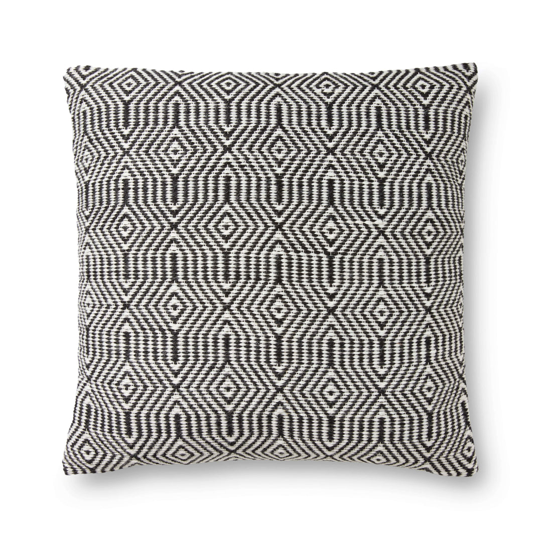 P0339 Indoor/outdoor Pillow 22" x 22" / Poly-Filled / Black/White