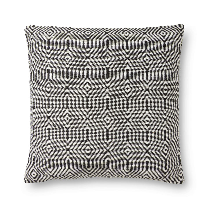 P0339 Indoor/outdoor Pillow 22" x 22" / Poly-Filled / Black/White