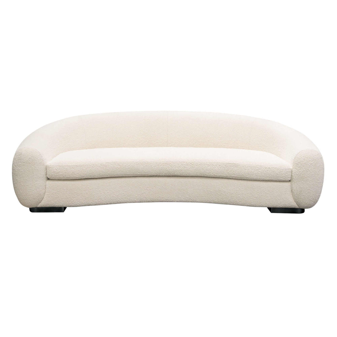 Curved Pascal Sofa in Textured Boucle Bone Fabric White Background
