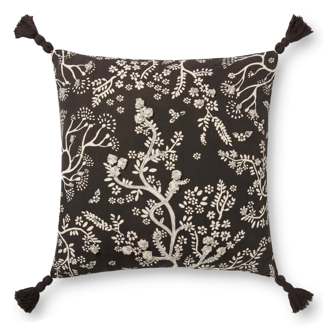 Pll0026 Black / Ivory Pillow 22" x 22" / Poly-Filled