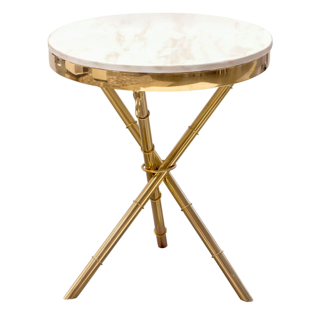 Reed Marble Accent Table Gold / 20 x 20 x 23