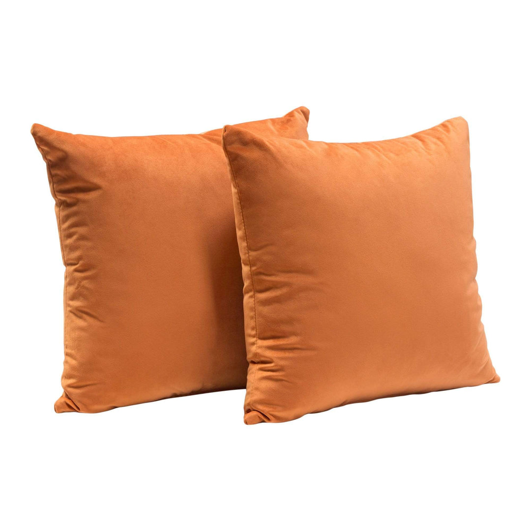 Set of (2) 16" Square Accent Pillows 16x16 / Rust Orange
