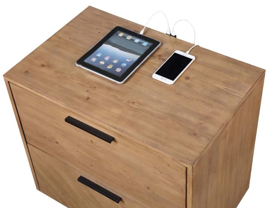 Taylor 2-drawer Rectangular Nightstand With Dual Usb Ports Light Honey Brown Taylor 2-drawer Rectangular Nightstand with Dual USB Ports Light Honey Brown